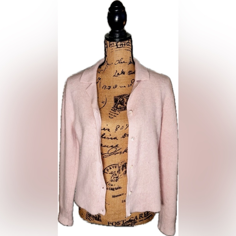 J Crew Lambswool Angora Rabbit Hair Blend Soft Girl Cozy Pink Cardigan Sweater S - Picture 5 of 10